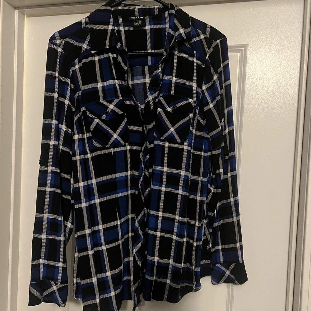 Torrid, Long sleeved, button down, plaid shirt, like new